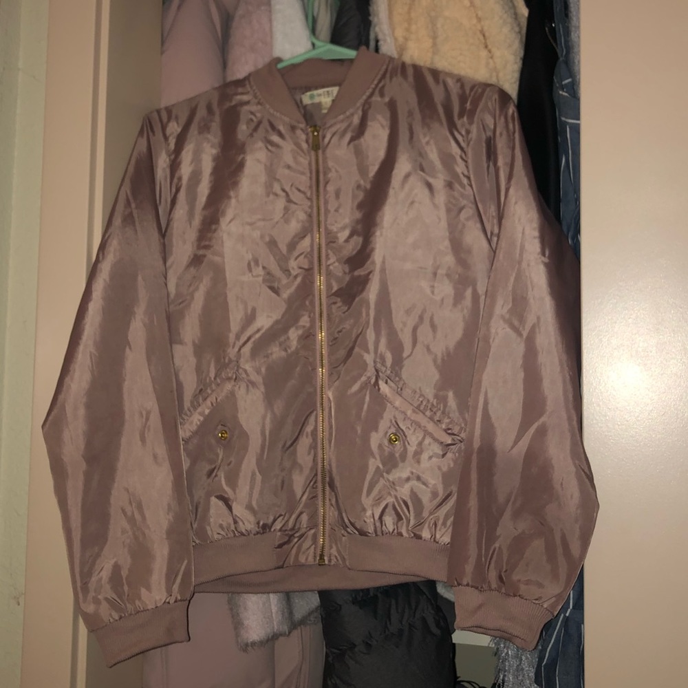 Metallic-sheen bomber jacket